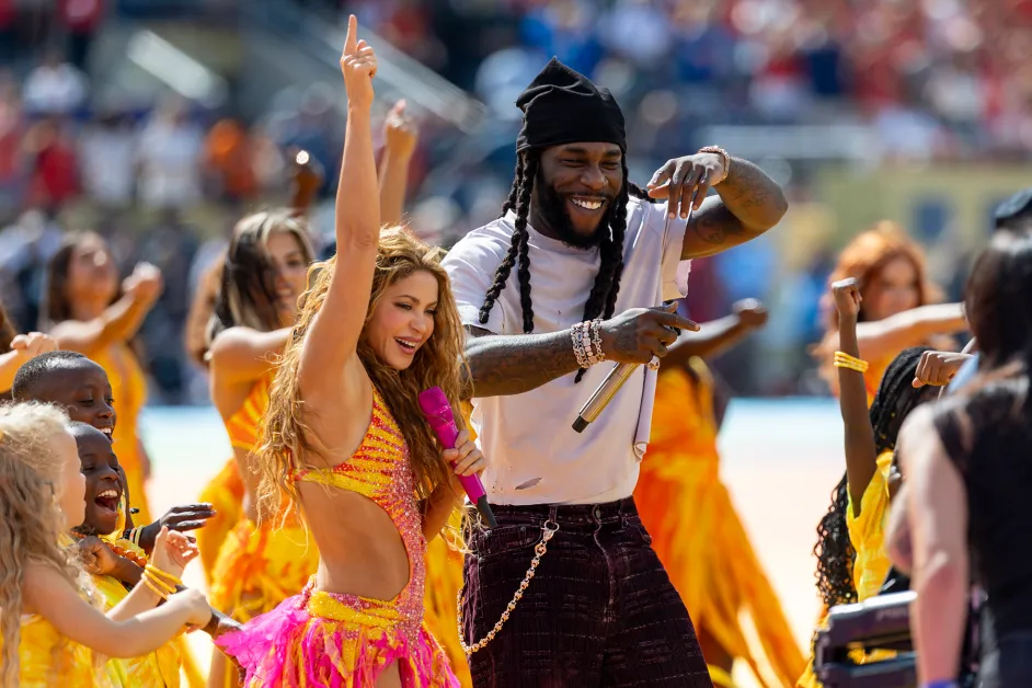 Shakira and Burna Boy perform at the halftime show